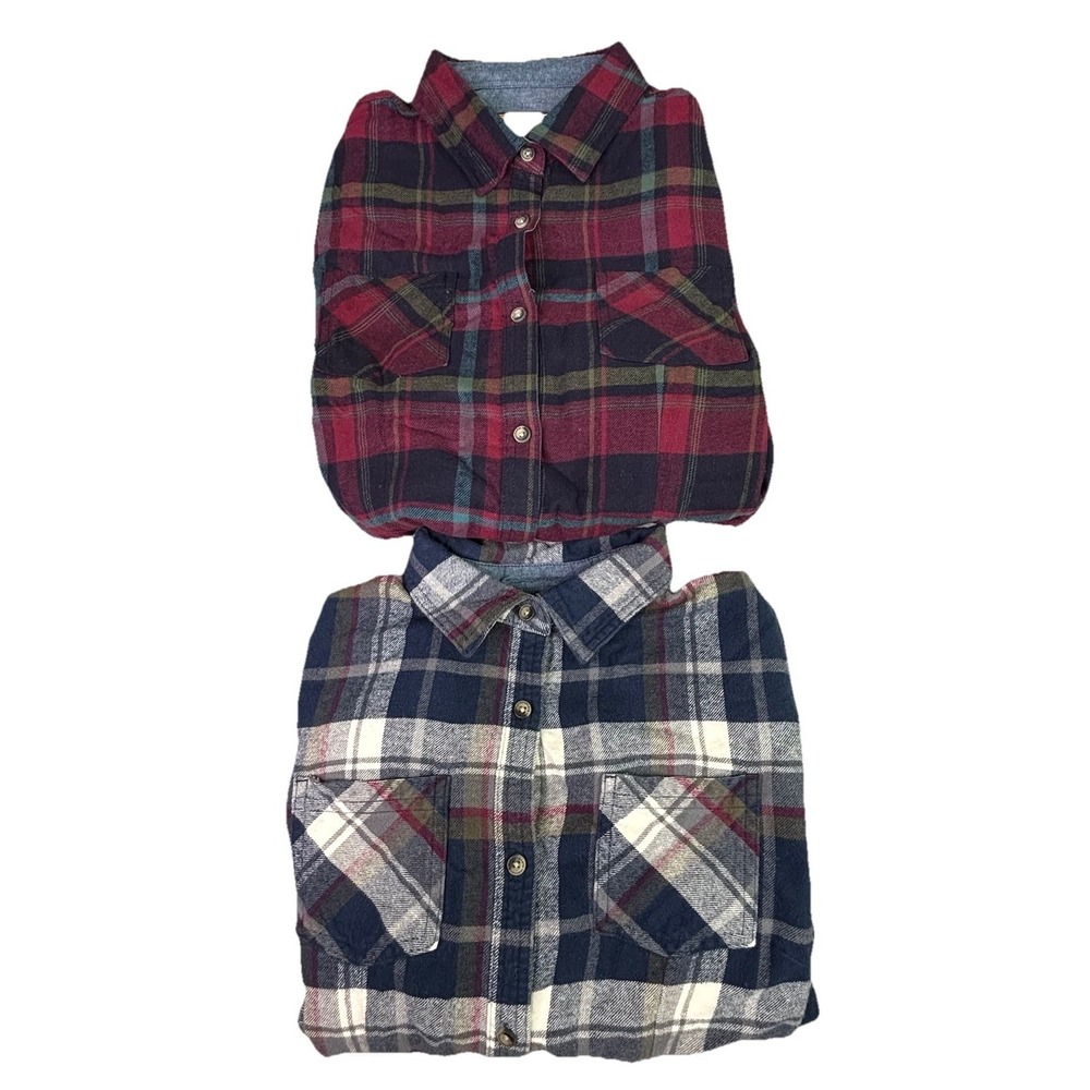 Legendary Whitetails Lot 2 Women's Large Plaid Flannel Button Down Cowgirl‎